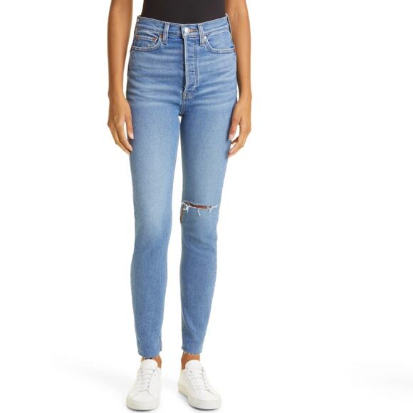 RE/DONE '90s Ultra High Waist Skinny Jeans 70s 5-Pocket Blue Super High Rise 26 - Picture 1 of 6